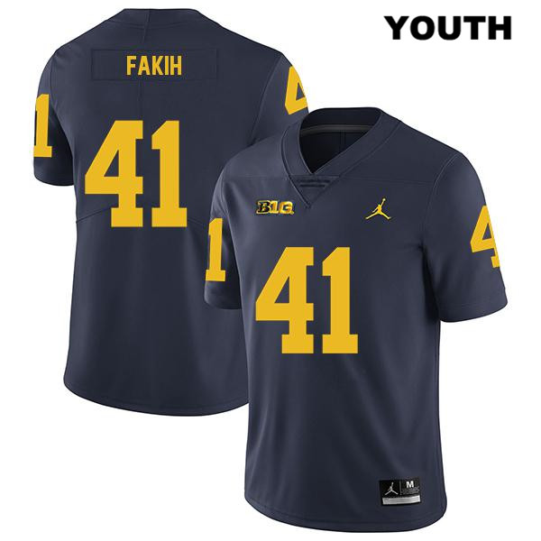 Youth NCAA Michigan Wolverines Adam Fakih #41 Navy Jordan Brand Authentic Stitched Legend Football College Jersey EM25B11GJ